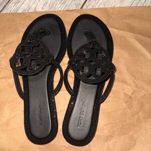 Tory Burch Black Embellished Sandals